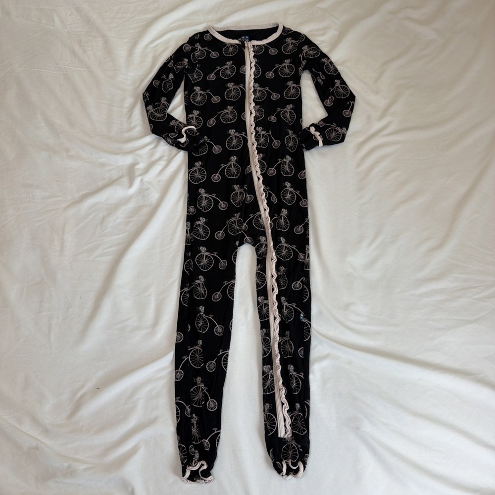 Kickee Pants Bamboo Viscose Pajama‎ One Piece Girls Bicycle Size 6 Year Kids